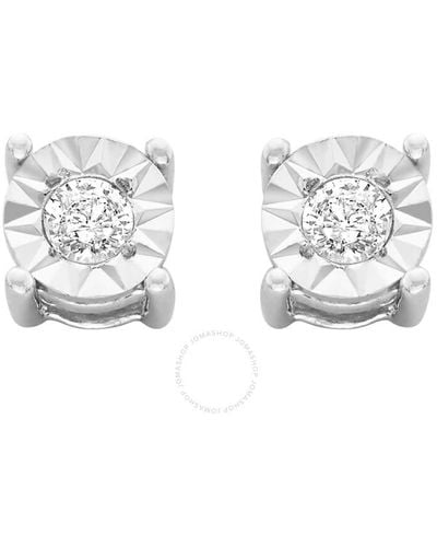 Haus of Brilliance Sterling Silver 1/10ct. Tdw Round-cut Diamond Miracle-plated Stud Earrings - Metallic
