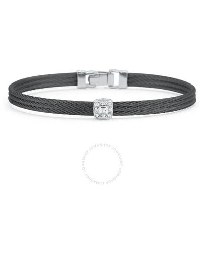 Alor Cable Classic Stackable Bracelet With Single Square Station Set - Black