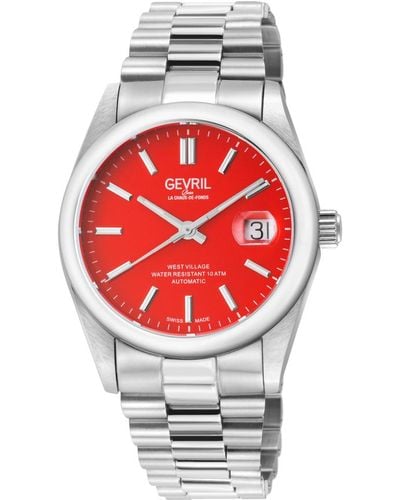 Gevril West Village Automatic Red Dial Watch