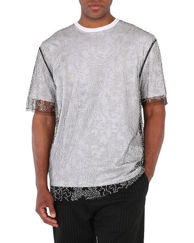 Burberry Beaded Tulle And Cotton T-shirt - Grey