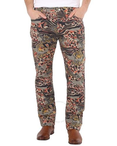 Roberto Cavalli Animalier Camouflage Print Straight Fit Cotton Jeans - Gray