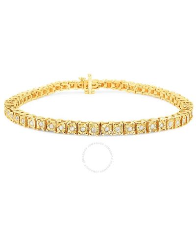 Haus of Brilliance 10k Yellow Gold Over .925 Sterling Silver 1.0 Cttw Diamond Square Frame Miracle-set Tennis Bracelet - Metallic