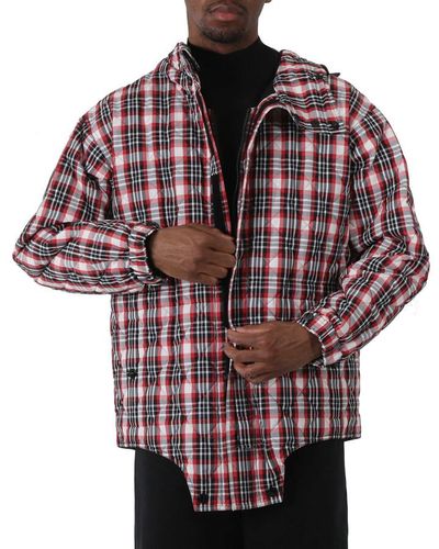 Burberry Bright Check Diamond Quilted Cut-out Hem Parka - Red