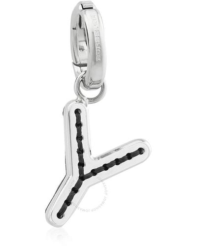 Burberry Leather-topstitched 'y' Alphabet Charm - White