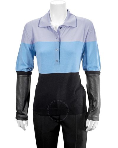 Burberry Long Sleeve Polo Shirt - Blue