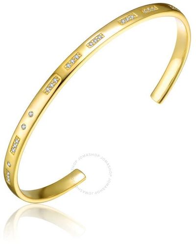 Rachel Glauber 14k Gold Plated Cubic Zirconia Cuff Bracelet - Metallic