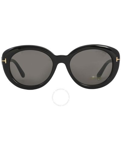Tom Ford Lily Smoke Oval Sunglasses Ft1009 01a 55 - Black