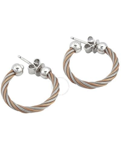 Charriol Celtic Steel And Rose Gold Pvd Cable Hoop Earrings - Metallic
