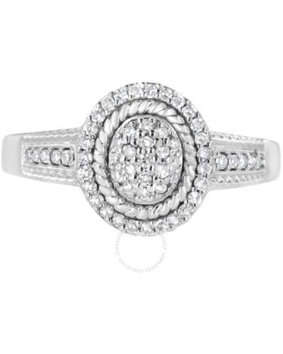 Haus of Brilliance .925 Sterling Silver 1/3 Cttw Pave Set Round-cut Diamond Braided Halo Cocktail Ring - Metallic