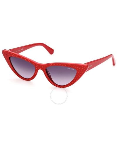 Guess Gradient Smoke Cat Eye Sunglasses Gu7810 68b 54 - Red