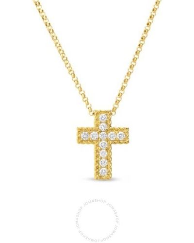 Roberto Coin Gold Small Diamond Cross Pendant Necklace - Metallic