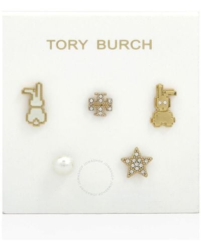 Tory Burch Lucky Water Rabbit 5 Pc Earring Set - White