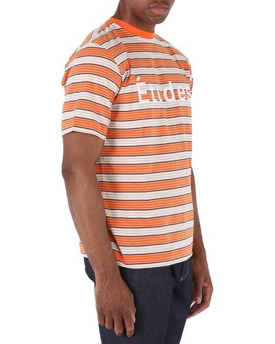 Etudes Studio Wonder Stripe Logo Print Cotton Jersey T-shirt - Orange