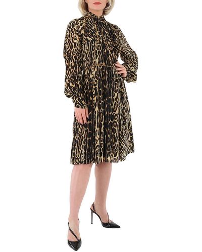 Burberry Embellished Leopard Silk Dress - Black