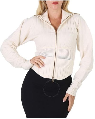Roberto Cavalli Knitted Zip Front Jacket - White