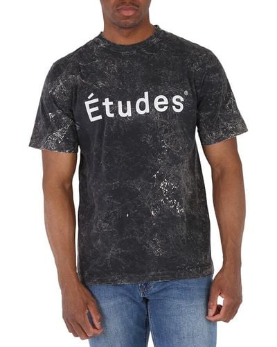 Etudes Studio Bleached Logo-print Organic Cotton T-shirt - Black