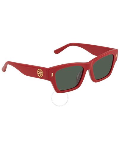 Tory Burch Dark Green Rectangular Sunglasses Ty7169u 18933h 52 - Red