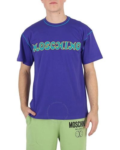 Moschino Seasonal Logo Print Cotton T-shirt - Blue
