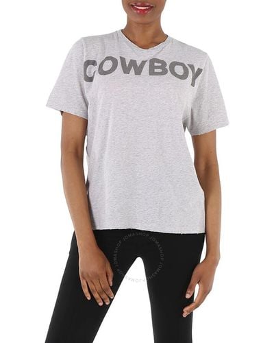 Filles A Papa T-shirt Distressed Cowboy Print - Gray