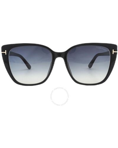 Tom Ford Gradient Cat Eye Sunglasses Ft0973-k 01b 60 - Blue
