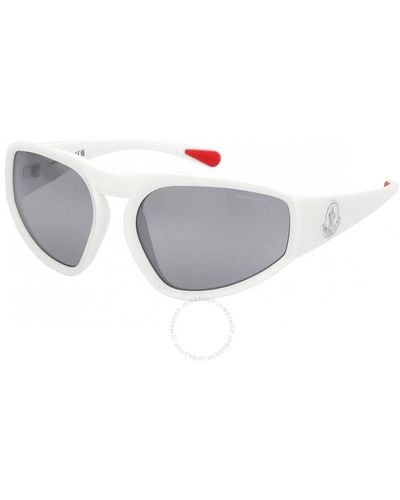 Moncler Pentagra Smoke Mirrored Wrap Sunglasses Ml0248 21c 62 - Metallic