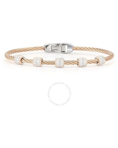 Alor Carnation Cable Multi Station Stackable Bracelet With 18kt Rose Gold & Diamonds - White