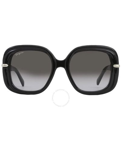 Ferragamo Grey Gradient Square Sunglasses Sf1058s 001 54 - Black