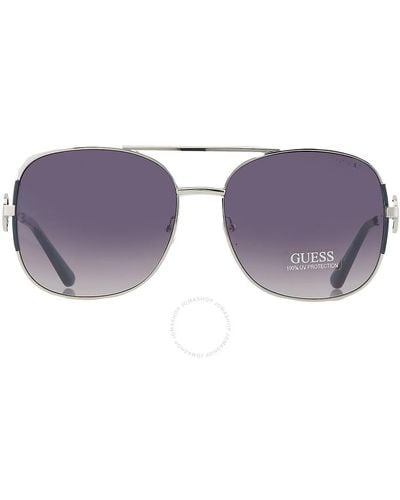 Guess Factory Smoke Mirror Pilot Sunglasses Gf6127 10c 60 - Purple