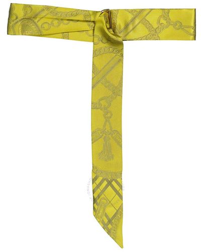 Burberry D-ring Detail Chain Silk Jacquard Skinny Scarf - Yellow