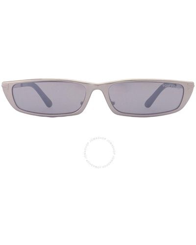 Tom Ford Everett Smoke Mirror Rectangular Sunglasses Ft1059 16c 59 - White