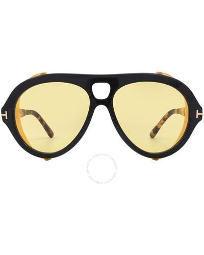 Tom Ford Neughman Amber Pilot Sunglasses Ft0882 01e 60 - Brown