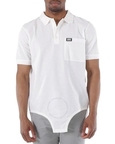 Burberry Optic Cut-out Hem Reconstructed Cotton Polo Shirt - White