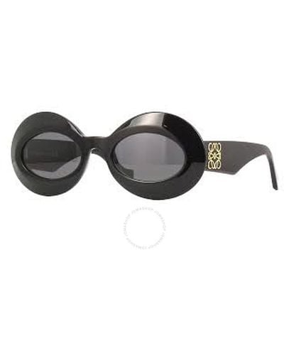 Loewe Grey Oval Sunglasses Lw40091i 01a 52 - Black