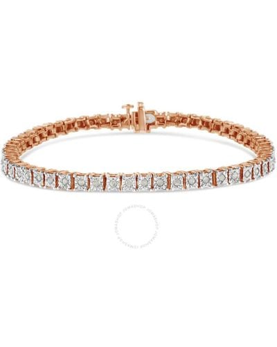 Haus of Brilliance 10k Re Gold Over .925 Sterling Silver 1.0 Cttw Diamond Square Frame Miracle-set Tennis Bracelet - Metallic