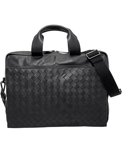 Bottega Veneta Intrecciato Ultra-light Leather Briefcase - Black