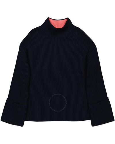 Burberry Ink Polly Rib-knit Cotton Oversized Jumper - Blue