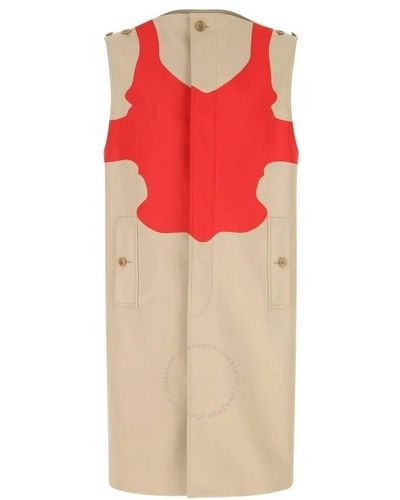Burberry Soft Fawn Reconstructed-print Sleeveless Car Coat - Red