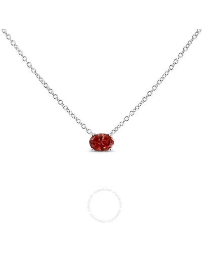 Haus of Brilliance 14k Gold 3/8 Cttw Lab Grown Pink Oval Solitaire Diamond East West 18" Pendant Necklace - White