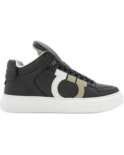 Ferragamo Salvatore Marvelous Gancini High-top Calf Leather Sneakers - Black