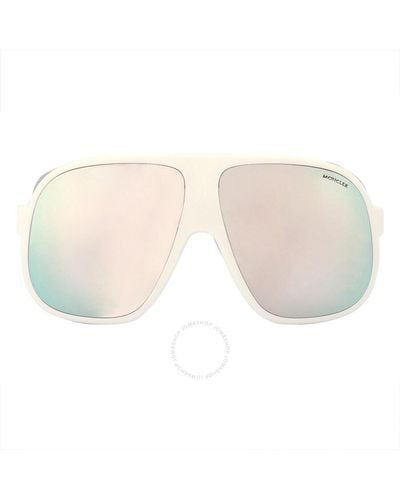Moncler Diffractor Smoke Silver Flash Oversized Sunglasses Ml0206 24c 66 - White