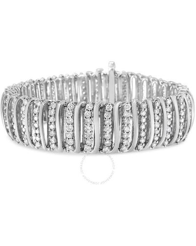 Haus of Brilliance .925 Sterling Silver 8 1/2 Cttw Diamond 7 Row Chevron ''s'' Curved Link Tennis Bracelet - Metallic