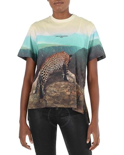 Stella McCartney All-over Photographic Print Leopard T-shirt - Green
