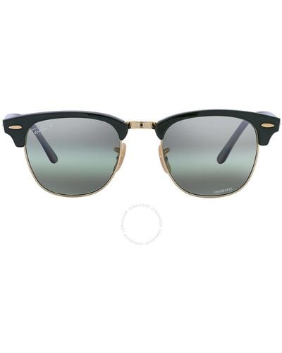 Ray-Ban Clubmaster Chromance Polarized Silver/green Sunglasses Rb3016 1368g4 49 - Grey