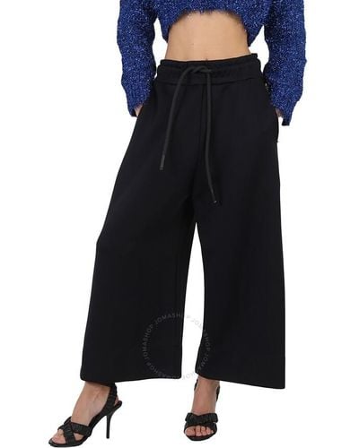 Burberry Crystal Detail Wide-leg Jersey Cropped Track Pants - Blue