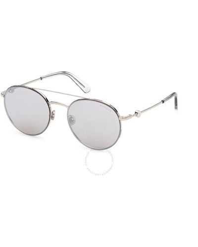 Moncler Smoke Mirror Round Sunglasses Ml0214 16c 54 - Metallic