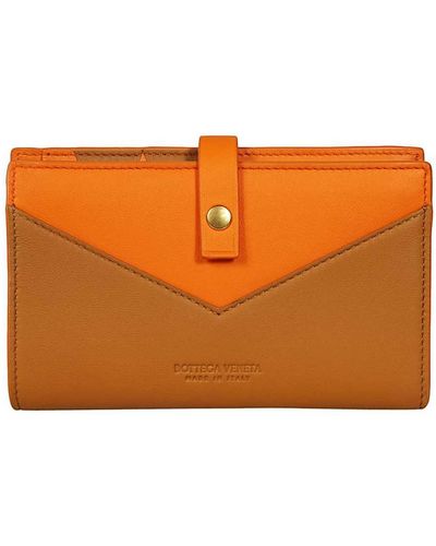 Bottega Veneta Bi-colour Nappa Leather French Wallet - Orange