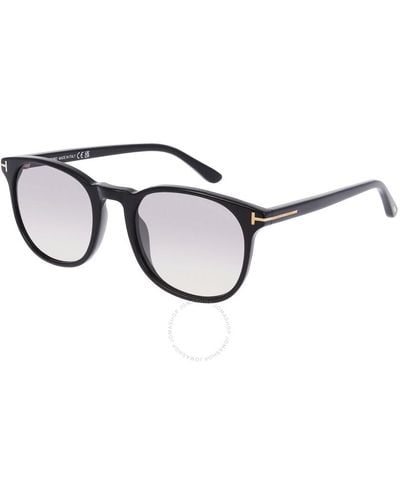 Tom Ford Ansel Smoke Mirror Oval Sunglasses Ft0858 01c 51 - Black