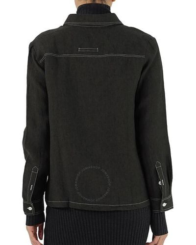A.P.C. Military Khaki Jessie Long Sleeve Linen Shirt - Black