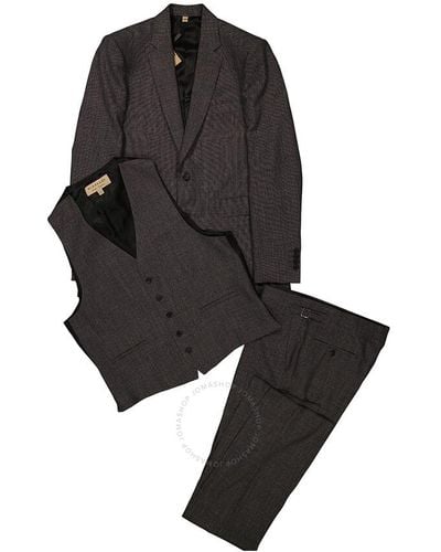 Burberry Charcoal Melange Wool Three-piece Suits - Grey