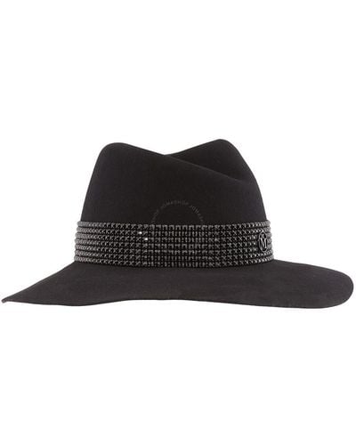 Maison Michel Virginie Studded Strass Fedora Hat - Black